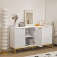 thumbnail image 6 of Sideboard Buffet Cabinet, Fluted Accent Cabinet with Adjustable Shelves, Console Table with Storage for Kitchen, Entryway, White, 6 of 8