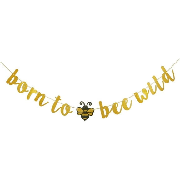 Born To Bee Wild Banner, Baby Shower Party Sign, Bumble Bee Themed First Birthday Party Decorations, Gender Reveal Party Bunting Supplies