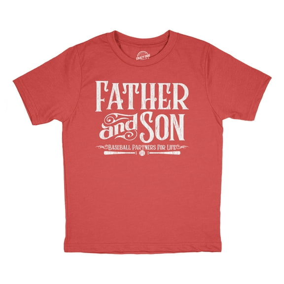 Youth Funny T Shirts Father and Son Baseball Partners for Life Sarcastic Fathers Day Graphic Tee for Kids