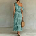 thumbnail image 4 of JULMCOMO Summer Dresses for Women Polka Dot One Shoulder Casual A Line Flowy Maxi Dresses Tie Strap Beach Vacation Sundresses Mint Green L, 4 of 6
