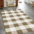 thumbnail image 4 of Brown White Buffalo Check 3x5 Area Rugs, Farmhouse Plaid Modern Geometric Non-Skid Rubber Backing Large Rectangle Rugs - Living Room Bedroom Home Office, Indoor Floor Mat Carpets Washable Rug, 4 of 9