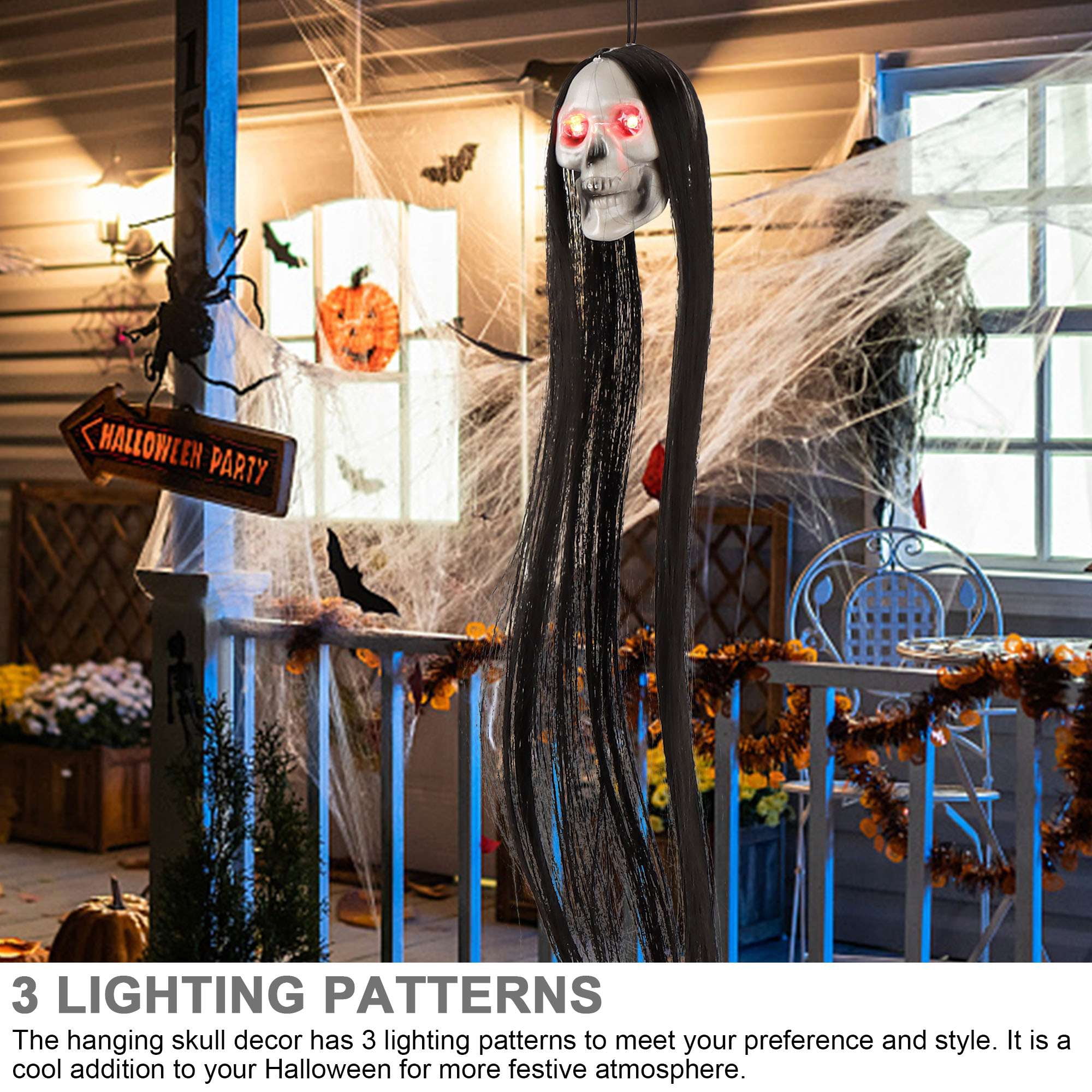 Halloween Black Skeleton Ghost Hanging Decoration – Scary Party Prop
