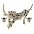 thumbnail image 1 of Women Swarovski Crystal Elements Black Gold Cheetah Leopard Magical Earring Necklace Set, 1 of 5