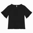 thumbnail image 5 of kpoplk T Shirts for Girls Letter Print Graphic Tees Oversized Casual Loose Drop Shoulder Short Sleeve Basic Summer Tops(Black,14-15 Y), 5 of 6
