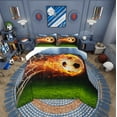 thumbnail image 1 of Erosebridal Soccer with Fire Bedding Full Comforter Set, Football Field Down Comforter, Reversible 3pcs, 1 of 8