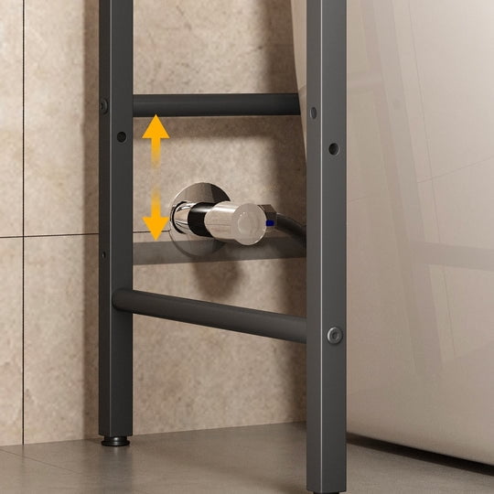 Aiho Over The Toilet Storage Shelf, 4-Tier Freestanding Bathroom Organizers and Storage, above Toilet Space Saver Rack with Adjustable Leg Pads, Toilet Paper Holder and 3-Hooks - Rustic Brown