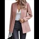thumbnail image 3 of Chaqueta Blazer Informal de Oficina para Mujer, de Larga, con Solapa y Abertura Frontal. Rosa L, 3 of 8