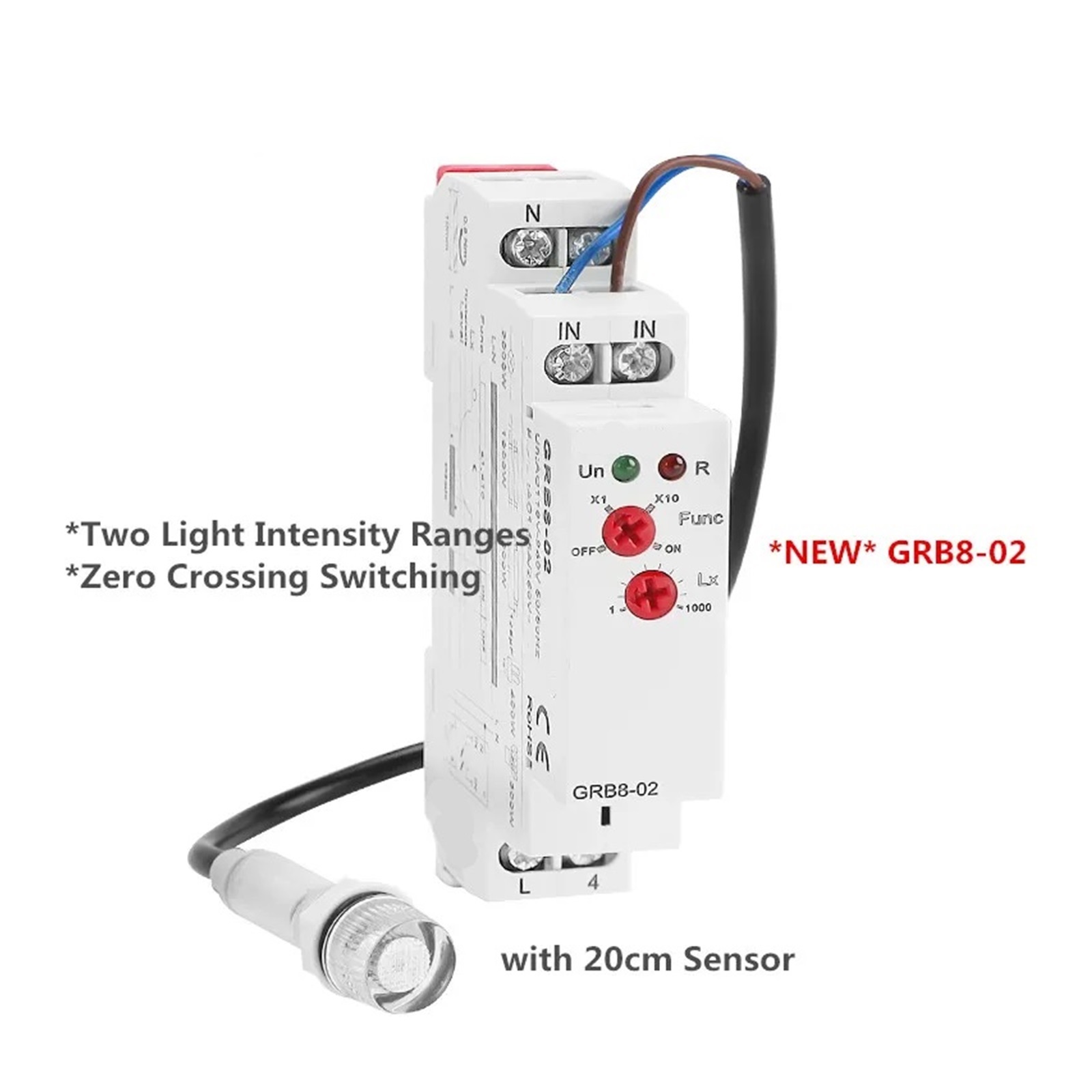 EJYWPSWD GRB8-01/02 Din Rail Twilight Switch Photoelectric Timer Light Sensor Relay AC110V-240V Auto on off