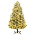 thumbnail image 1 of Litake 6ft Flocked Christmas Tree, Artificial Full Christmas Tree Seasonal Holiday Decoration Tree with Warm White LED, Metal Stand for Home, Office, Party, 1 of 11