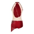 thumbnail image 4 of Aiihoo Robe de Danse Latine à Franges pour Femmes Jazz Tango Rumba Justaucorps de Gymnastique avec Gants Bourgogne S, 4 of 7