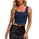 thumbnail image 1 of INSPIRE CHIC Chaleco de Mujer de Mezclilla Sin Mangas Cuello Cuadrado Chaleco Corto con Botones Frontales M Azul Oscuro, 1 of 6