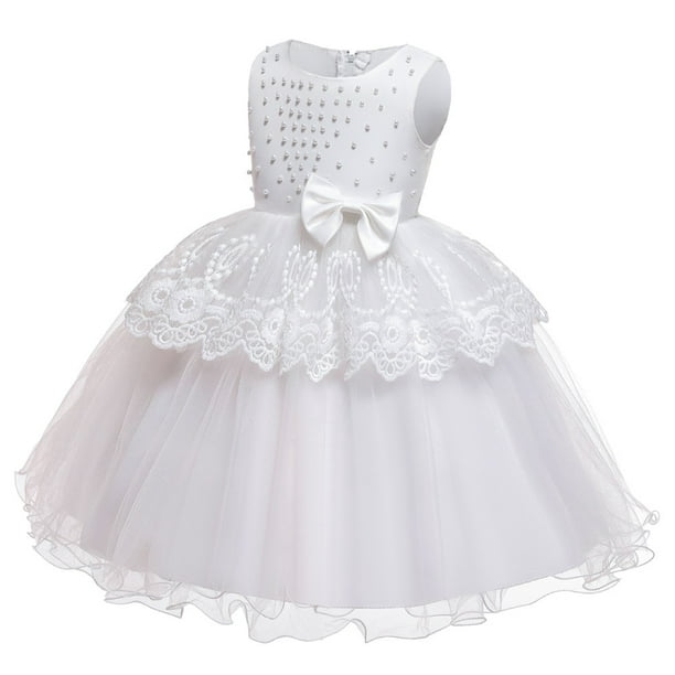 Lovebay Children Girls Princess Pearls Flower Lace Dress Kids Ball Gown ...