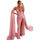 thumbnail image 3 of Vestidos largos de fiesta de lentejuelas de sirena brillantes para mujer, con abertura alta, cuello en V, tirantes finos con purpurina, vestidos formales de fiesta de noche, 3 of 5
