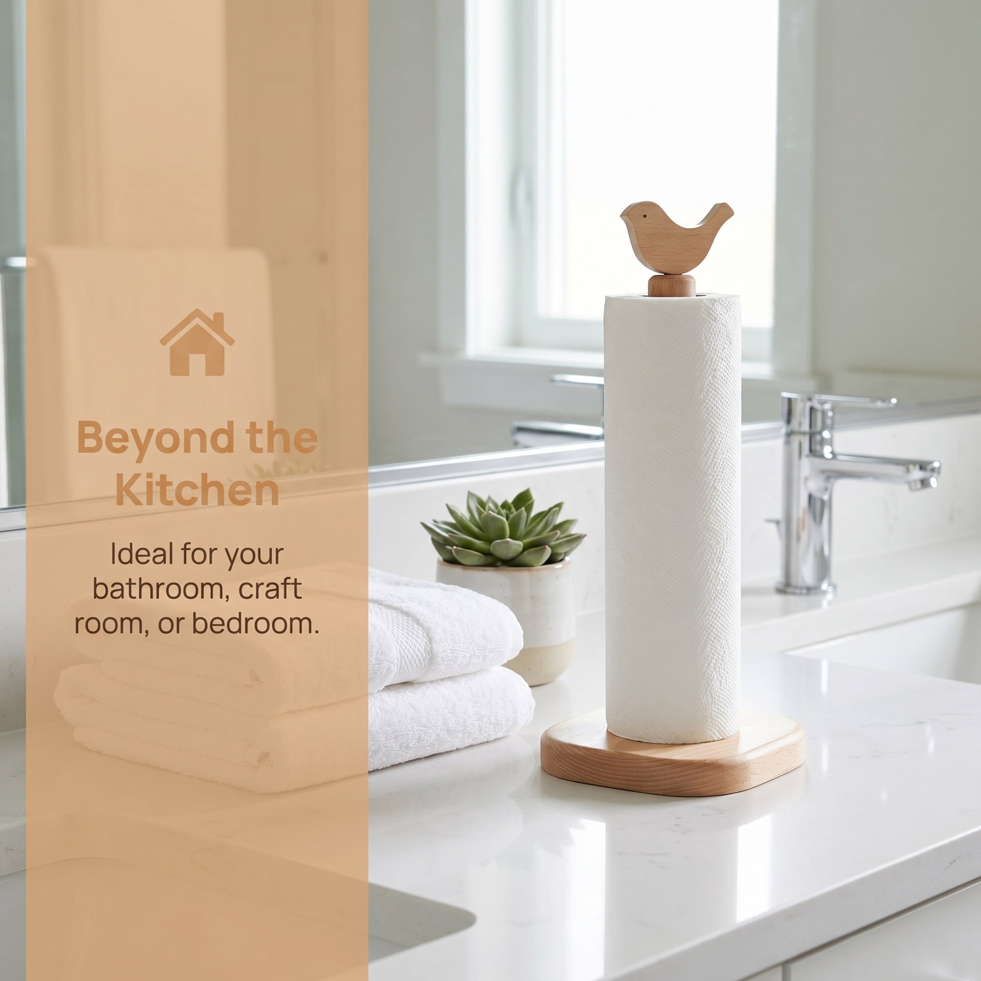 Unique Bargains Paper Towel Holder Countertop Non Slip Base Dispenser Bird 13.2x5.1inch