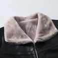 thumbnail image 6 of hopeusince Men's Winter Faux Collar Bomber Jacket Warm Fleece Lined Black Biker Motorcycle Leather Coats Black L, 6 of 6