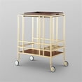 thumbnail image 5 of Posh Living Biony Modern Metal Bar Cart with Wheels in Bar Cart Gold/Walnut, 5 of 8
