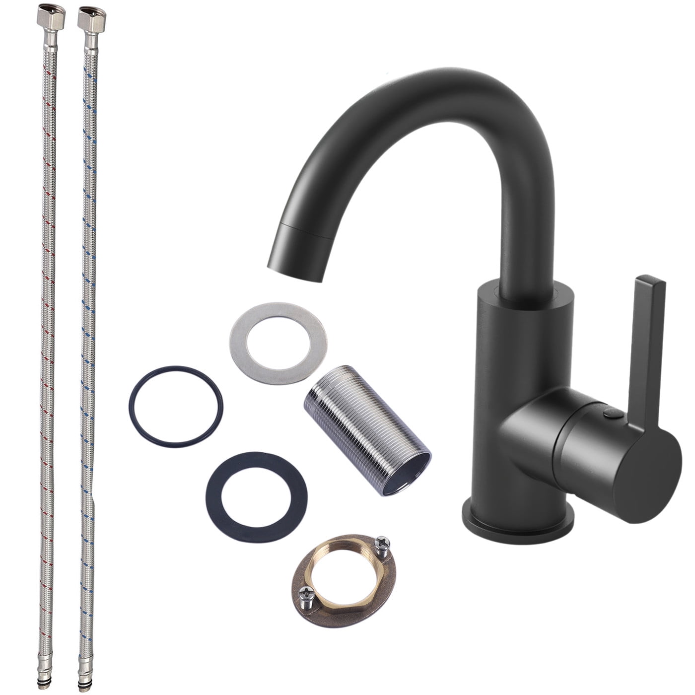 YZZY Bathroom Sink Faucet Single Handle Single Hole Lavatory Basin Faucet Black Modern Vanity Sink Faucet