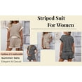 thumbnail image 6 of MaFYtyTPR Two Piece Sets for Women Summer Casual Striped Shorts Crew Neck Short Sleeve Tops Women's 2 Piece Outfits Lounge Sets 01-Hot Pink L, 6 of 7