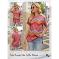 thumbnail image 7 of HUBERY Women Stripe Printed Contrast Color Split Hem Round Neck Short Sleeve Top, 7 of 7