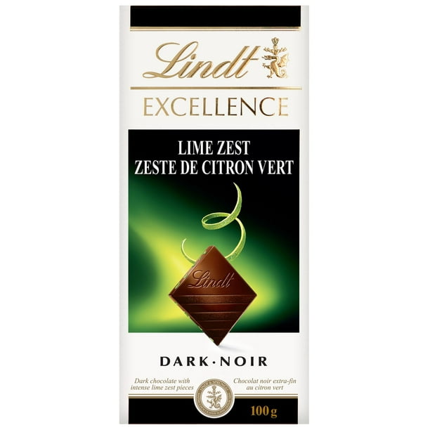 Chocolat noir Lindt EXCELLENCE avec zeste de lime – Barre (100 g)