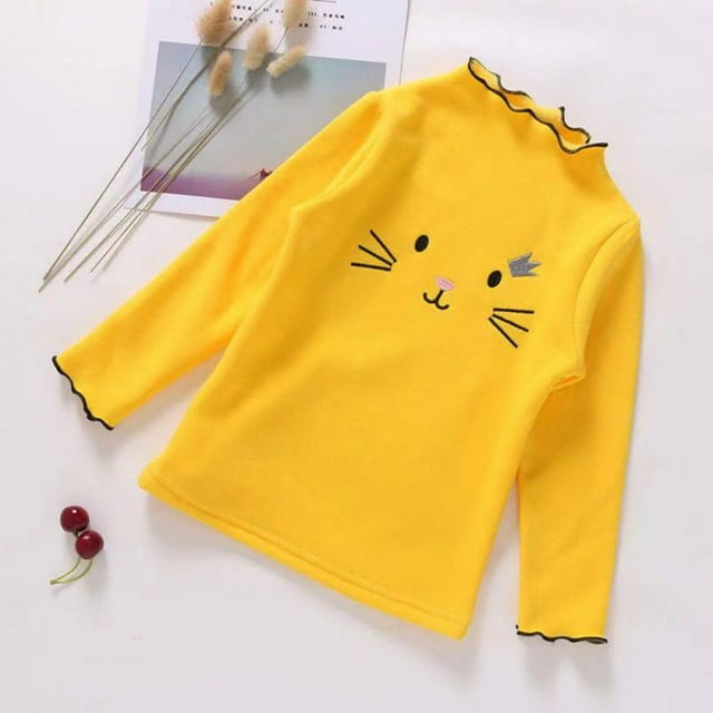 Toddler Baby Girl Basic Long Sleeve T-Shirts, Kids Cartoon O Neck Tops Tees Casual Blouse Clothes