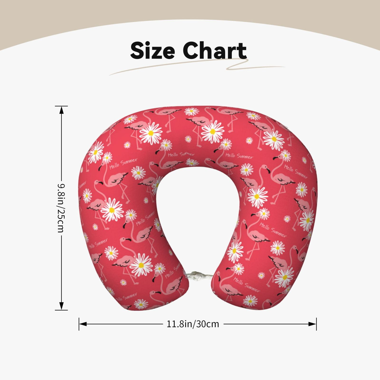 Xecao Hello Summer Flamingo Print Memory Foam Cervical Neck Pillow Versatile U-Shaped Pillows for Home,Office,Camping,Travelling,Soft Washable Cover