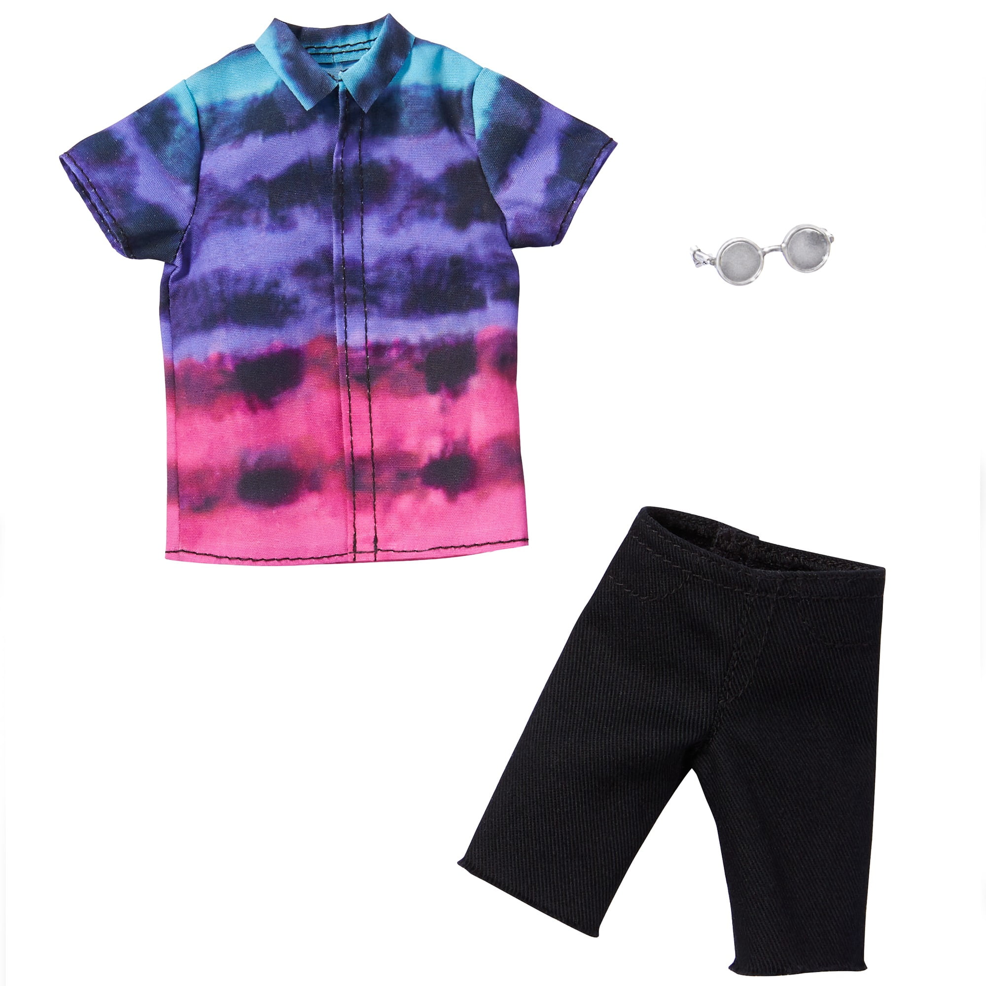 Barbie Fashions Pack: Ken Doll Clothes With Tie-Dye Shirt, Black Shorts &  Round Sunglasses