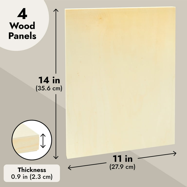 Unfinished Wood Panels for Painting, Blank Wooden Squares for Crafting, Art  Pouring (11x14 In, 4 Pack) 