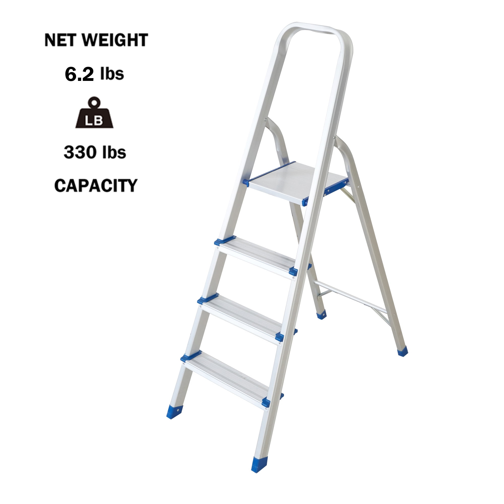 KARMAS PRODUCT Lightweight Step Ladder 4 Step Foldabe Tall Stepladders  Non-slip Aluminum Step Stools for Household and Office, 330lbs