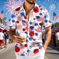 thumbnail image 6 of Leey-World Men's 250 Anniversary Shirts Hawaiian Shirt for Men Patriotic Short Sleeve Button Down Shirt, Independence Day Gifts(Red,XL), 6 of 8