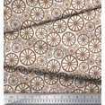 thumbnail image 3 of Soimoi Brun Poly Georgette Roue Ethnique Tissu Imprimé par Yard 42 Pouces de Large, 3 of 3
