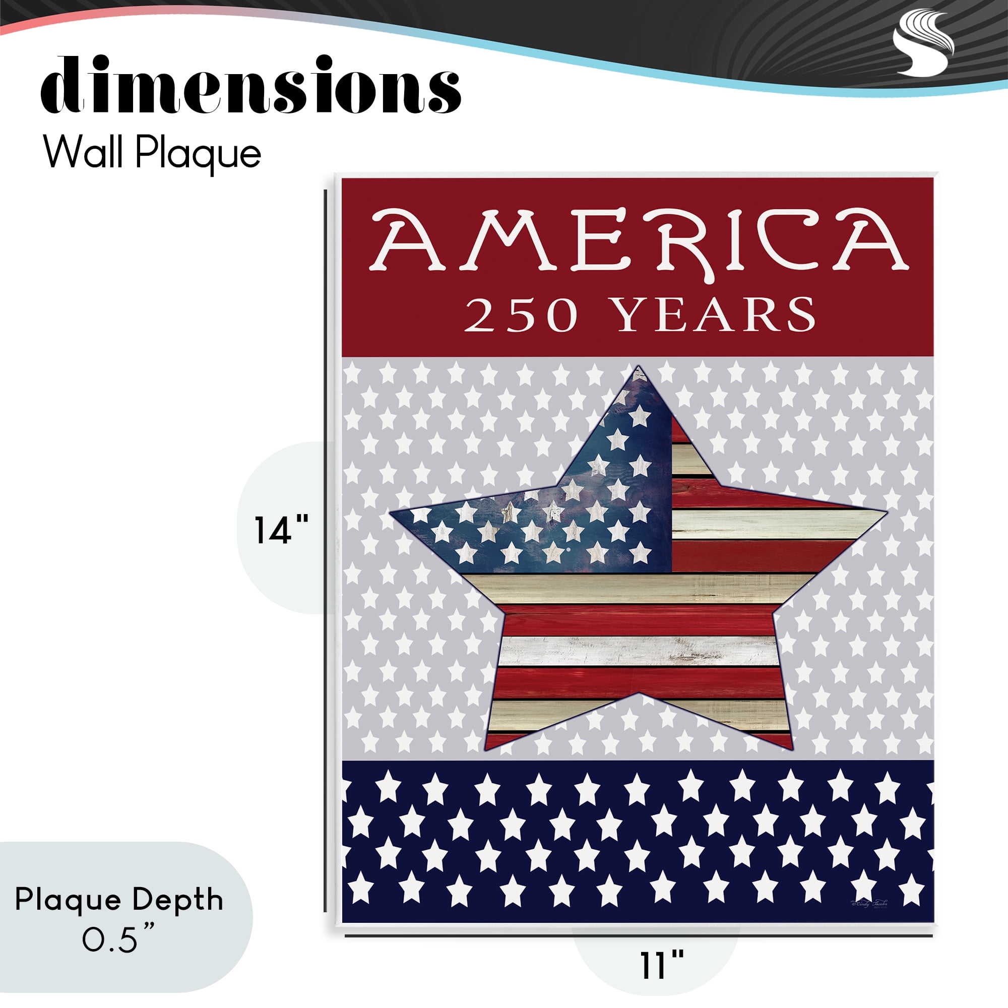 Stupell Industries Historic America 250 Years Wall Plaque Art, design by Cindy Jacobs