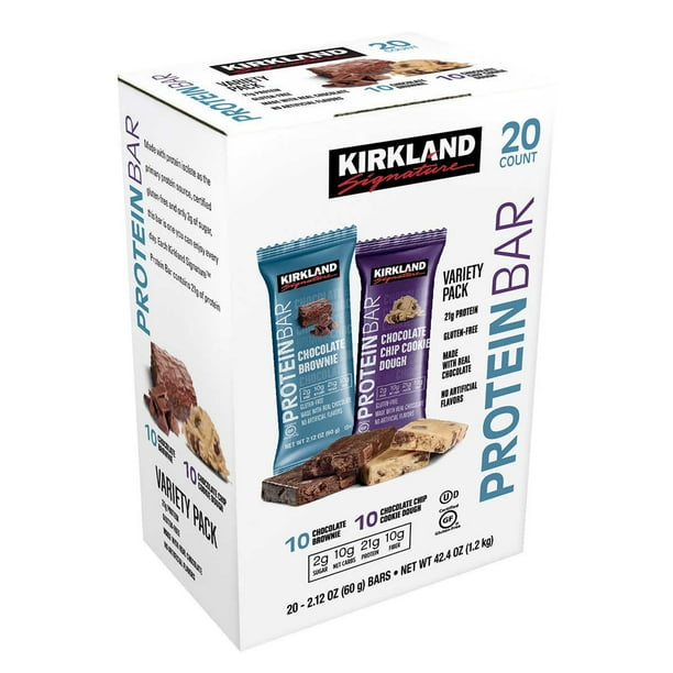Kirkland Signature Protein Bars Cookie Dough and Chocolate Brownie 20count