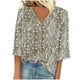 thumbnail image 2 of Blusas de Manga Corta para las Mujeres de Moda Sólida Camiseta Casual con Cuello en V, Ligero Top de Verano para Diario, 2 of 3