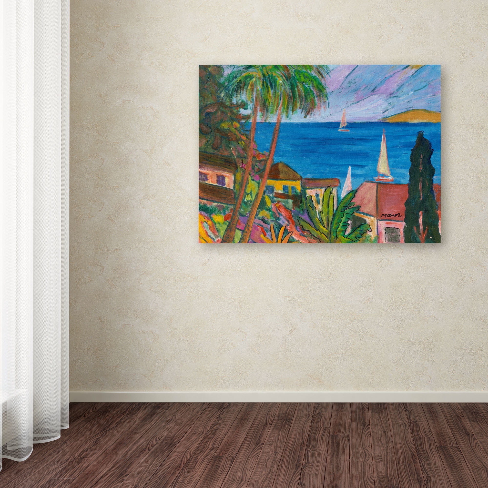 Trademark Fine Art "Evergreens on a Green Slope" Canvas Art by Manor Shadian