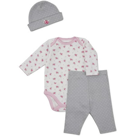 Gerber Newborn Girls' 3 Piece Heart Hat,