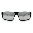thumbnail image 6 of Locs Mens Color Mirror Flat Top Gangster Plastic Rectangle Sunglasses Silver Mirror, 6 of 8