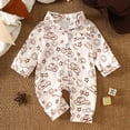 thumbnail image 2 of larppty Western Baby Boy Girl Clothes Newborn Button Down Pajamas Romper Lapel Jumpsuit Cute Infant Sleepwear One-Piece Pjs, 2 of 7