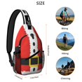 thumbnail image 5 of Sling Backpack,Red Christmas Santa Costume Pattern Sling Bag with Water Bottle Holder,Waterproof Sling Bag for Men/Women with Headphone Jack for Hiking,Travel, 5 of 6