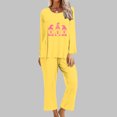 thumbnail image 1 of Puntoco Mujer Otoño Moda Cáncer De Mama Impreso Cuello Redondo Manga Larga + Pantalones Traje Amarillo Xxl, 1 of 4