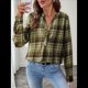 thumbnail image 5 of Camisas A Cuadros con Cuello en V para Mujer, Elegantes, Informales, con Botones, Estilo Bohemio, para el Trabajo, de Larga, para Otoño. Verde Hierba XL, 5 of 9