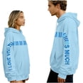 thumbnail image 6 of Men Women Couples Hooded Shirts I Love You This Much Valentine'S Day Sweatshirt Letter Print Crew Neck Pullover, 6 of 8