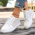 thumbnail image 4 of Willtoo Womens Lace Sneakers Fashion Mesh Low Cut Canvas Shoes Lace Crochet Lace Up Walking Running Tennis Shoes Lightweight Breathable Flat Wedding Shoes Bridal Sneakers, 4 of 6