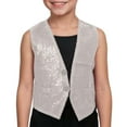thumbnail image 5 of KKBOTIVE Dress Up Carnival Sequin Vest for Kids, Sparkling Shiny Dance Vest for Boys Girls, Party Outfit Fahion Clothes for Toddler ( White Size: 3-4 Years ), 5 of 5