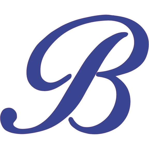 3.75in x 3in Blue Cursive B Monogram Sticker Fancy Vinyl Vehicle Stickers