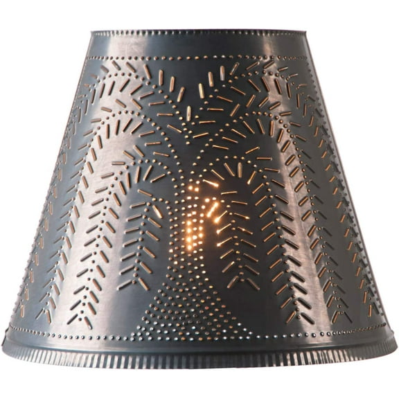 Irvins Tinware 14-Inch Fireside Lamp Shade with Punched Tin Willow Design in Kettle Black