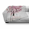 thumbnail image 3 of Tree Soft Flannel Fleece Throw Blanket, Abstract Tree with Floral Burst Blossoms Daisies Leaves Butterflies Forest, Cozy Plush for Indoor and Outdoor Use, 60" x 80", White Brown Pink, by Ambesonne, 3 of 6