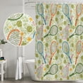 thumbnail image 5 of Small Stall Shower Curtain 36x72 Inch Narrow Half Size Tennis Sports Bath Curtains Bathroom Decor, Cartoon Sage Green Flowers Ball Theme Waterproof Fabric Shower Curtain Set with Hooks 36 Inch, 5 of 7