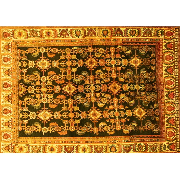 Ahgly Company Indoor Rectangle Persian Yellow Traditional Area Rugs, 2' x 5'