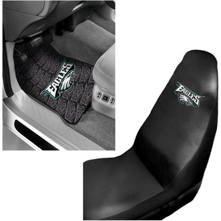 NFL Philadephia Eagles 2 pc Front Floor Mats and Car Seat Cover Bundle